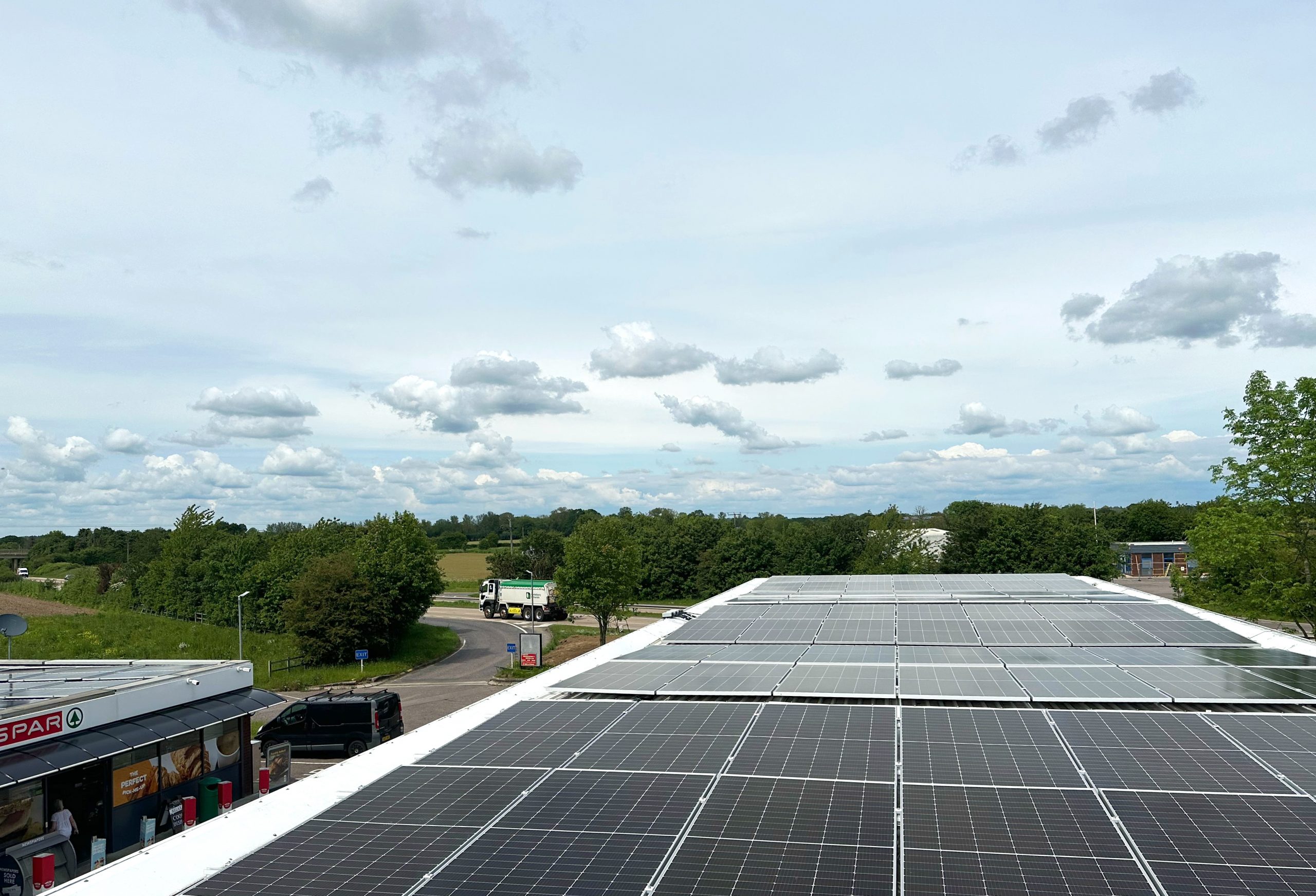 Commercial Solar Panels (PV) installed on a Petrol Station by Ingeni Renewables